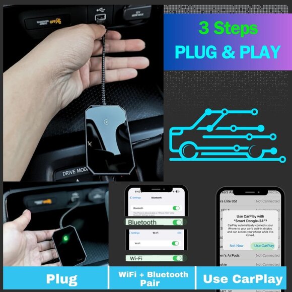 Wireless Carplay Adapter for Apple iPhone Plug and Play - Picture 6 of 11